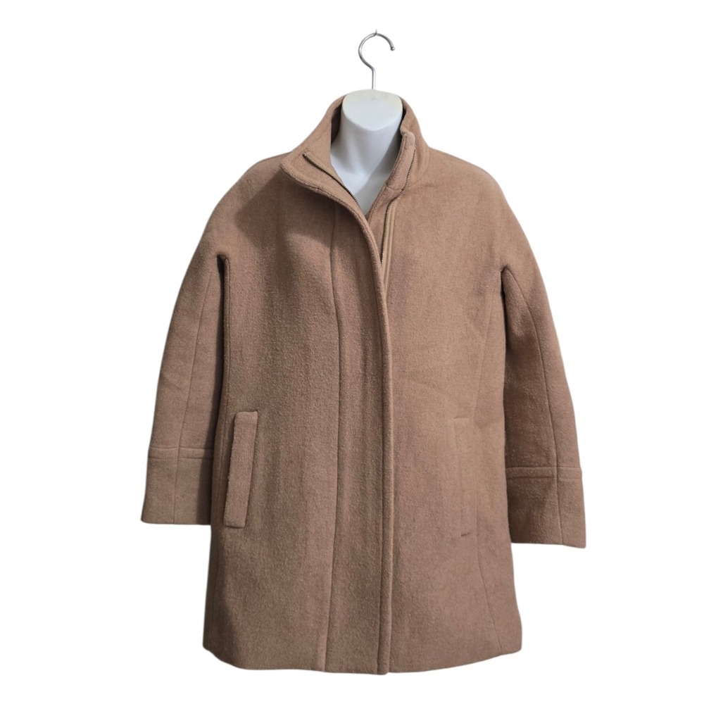 J. Crew Factory Stand Collar Wool Blend City Coat In Heather Acorn Sz 2P